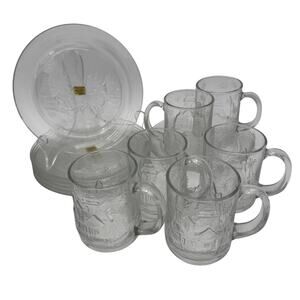 14 pc Vintage Welcome Home by Arcoroc 8 Plates and 6 Mugs France NOS